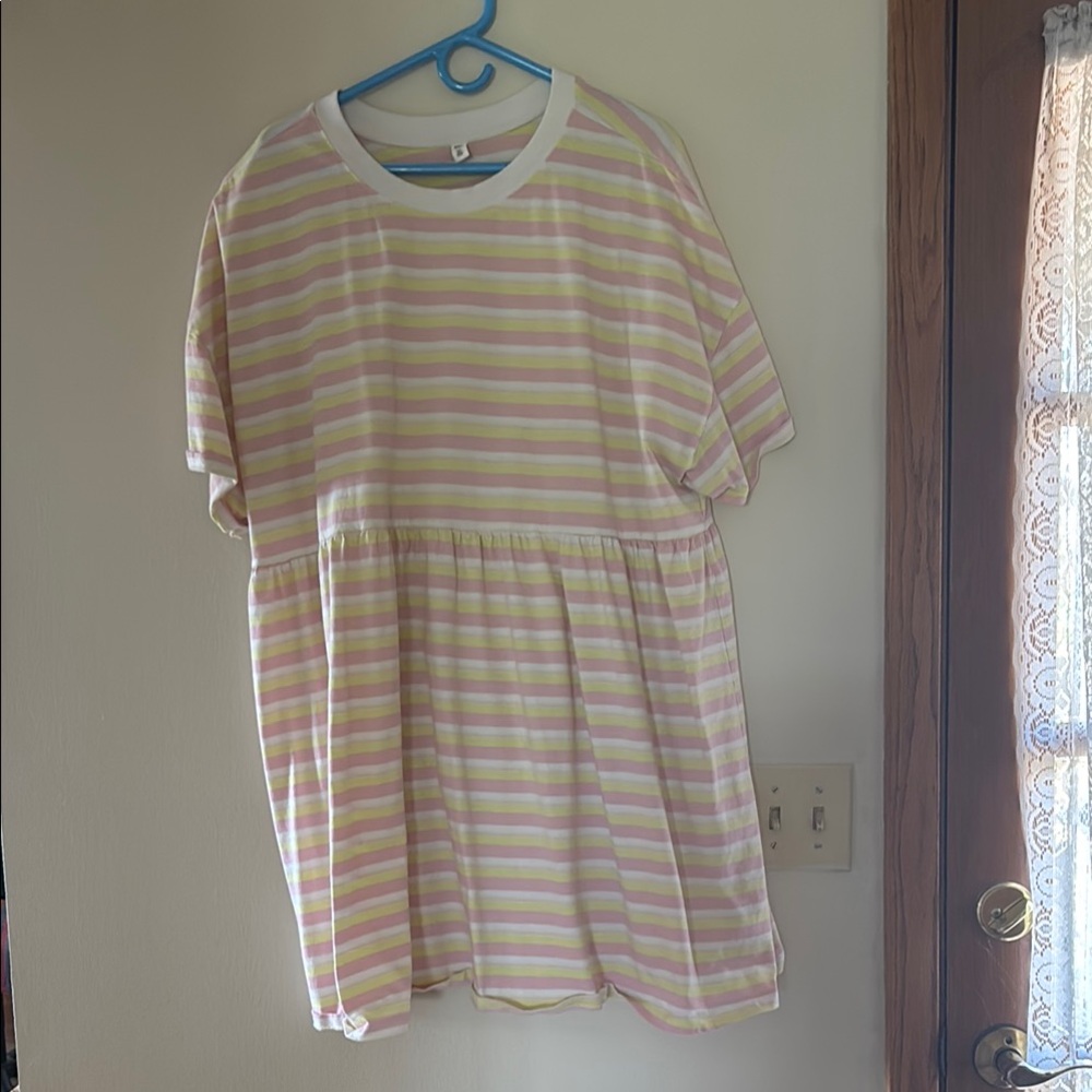 Striped Pink and White Shirt Dress